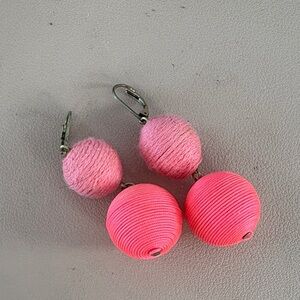 J. Crew Vibrant Pink Ball Earrings
